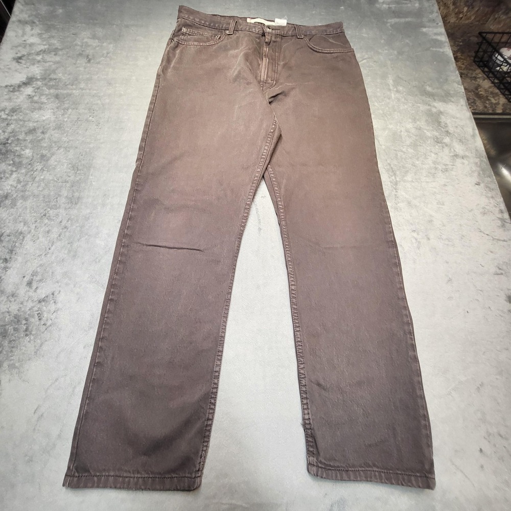 Levi's 505 Jeans Mens 36x30 Brown Regular Fit Straight Zip Fly Denim Dark Wash